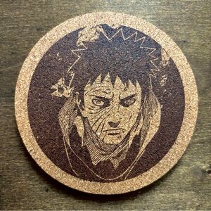 Naruto Obito Uchiha Laser Engraved Cork Coaster